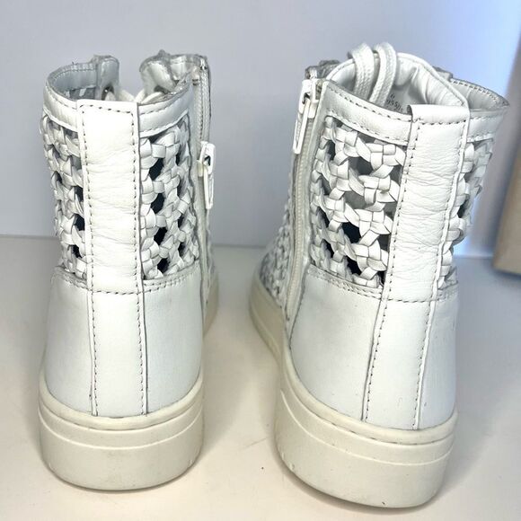 Free People Hayes High Top Woven Leather Sneakers in White Size 6 New in box - Picture 13 of 13